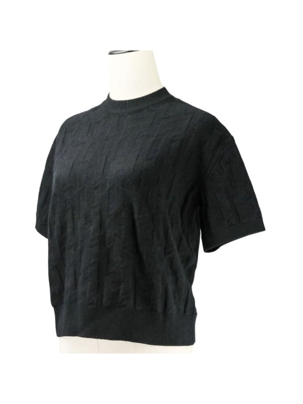 Hermes Short Sleeve H Jacquard Knit Sweater Size 36 Black 24AW - Picture 2 of 12